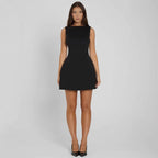 Damen elegantes schulterfreies Wickelkleid mit asymmetrischem Saum und floralem Detail R&B