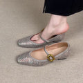 Damen Ballerina-Schuhe mit elegantem Riemchen und hochwertiger Lederoberfläche