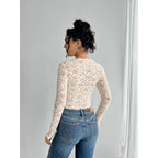 Damen transparenter Longsleeve aus Spitze R&B
