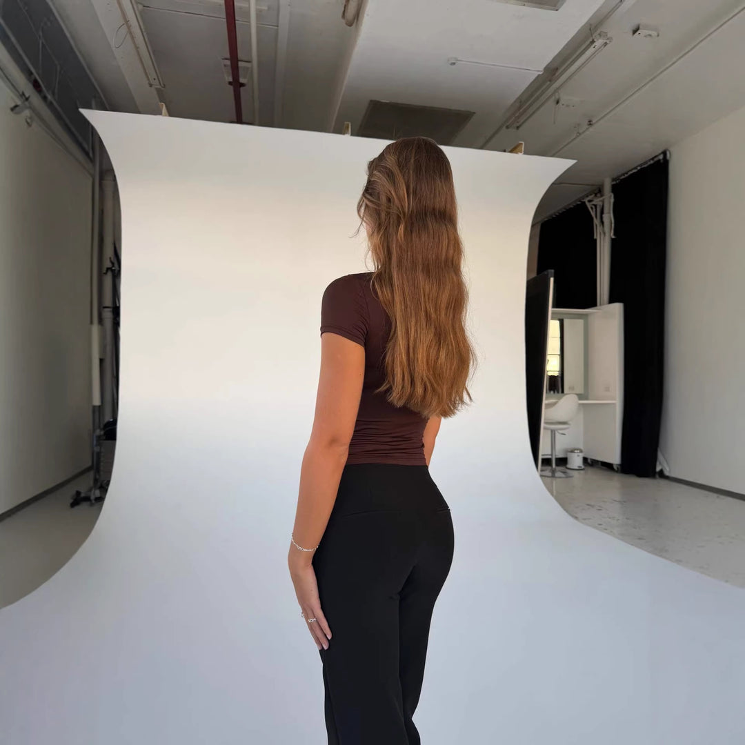 Damen figurbetontes T-Shirt mit schlüsselloch-Ausschnitt R&B