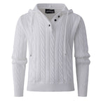 Herren stylischer Strickpullover mit Kapuze und Knopfdetails R&B