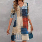 Damen Freizeitkleid mit grafischem Muster und lockerem Schnitt R&B