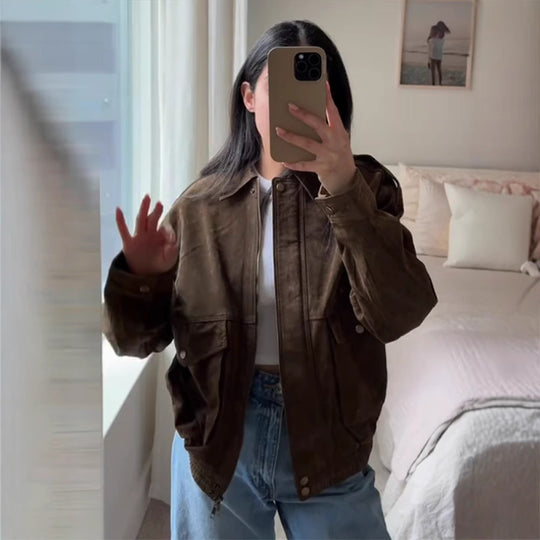 Damen jacke mit zwei großen Taschen und praktischem Reißverschluss R&B