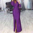 Damen Elegantes Wickelkleid mit Bein-Schlitz R&B