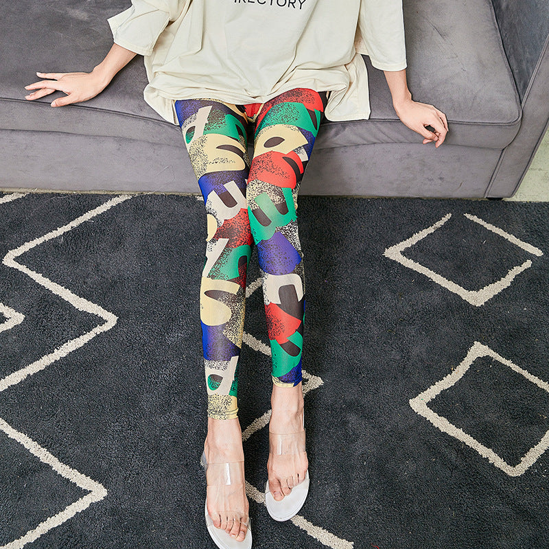 Damen Leggings mit modischem Schriftzug R&B