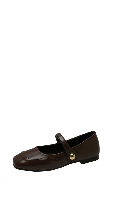 Damen Ballerinas mit elegantem Riemen und weicher Lederoberfläche R&B