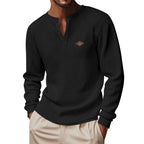 Herren Langarm-Henley-Shirt aus atmungsaktivem Baumwollmix mit strukturiertem Design R&B