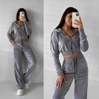 Damen sportliches Samt-Set
