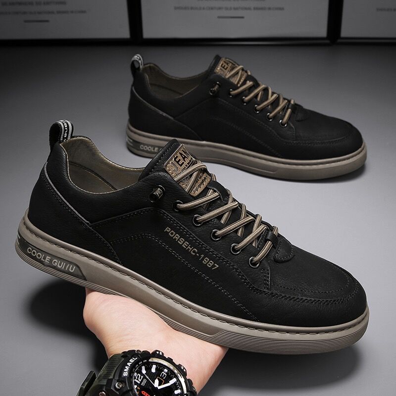 Damen Leder Sneakers mit modischen Akzenten und dämpfendem Sohlenprofil