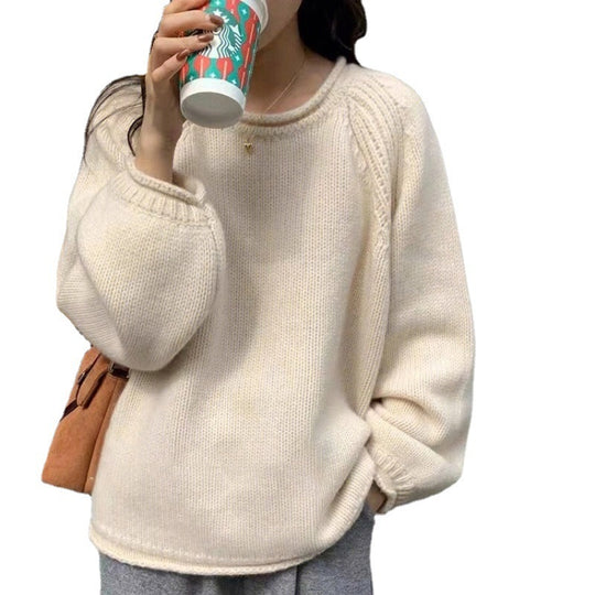 Damen gemütlicher Strickpullover mit lässigem Schnitt und luftigen Ärmeln R&B