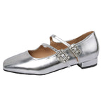Damen Ballerinas mit dekorativen Riemchen und modischem Glanz R&B