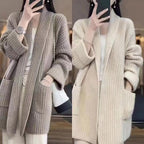 Damen Gemütlicher Strickcardigan mit tiefen Taschen R&B