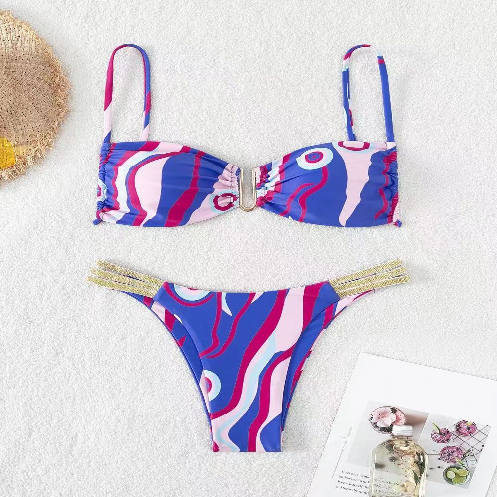 Damen Triangel-Bikini mit elegantem Raffungseffekt und modischen Akzenten R&B