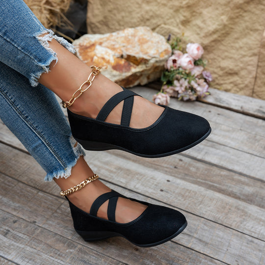 Damen Komfortable und elegante Ballerinas mit verstellbaren Kreuzriemen R&B