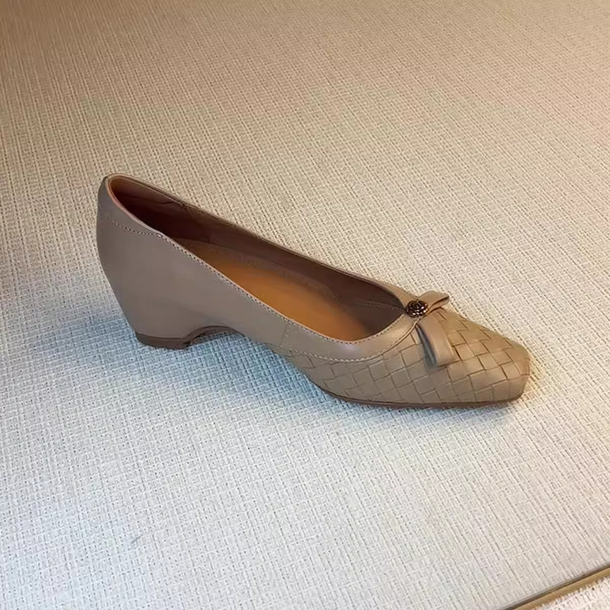 Damen elegante Ballerinas mit geflochtenem Design und modischem Schleifenakzent R&B