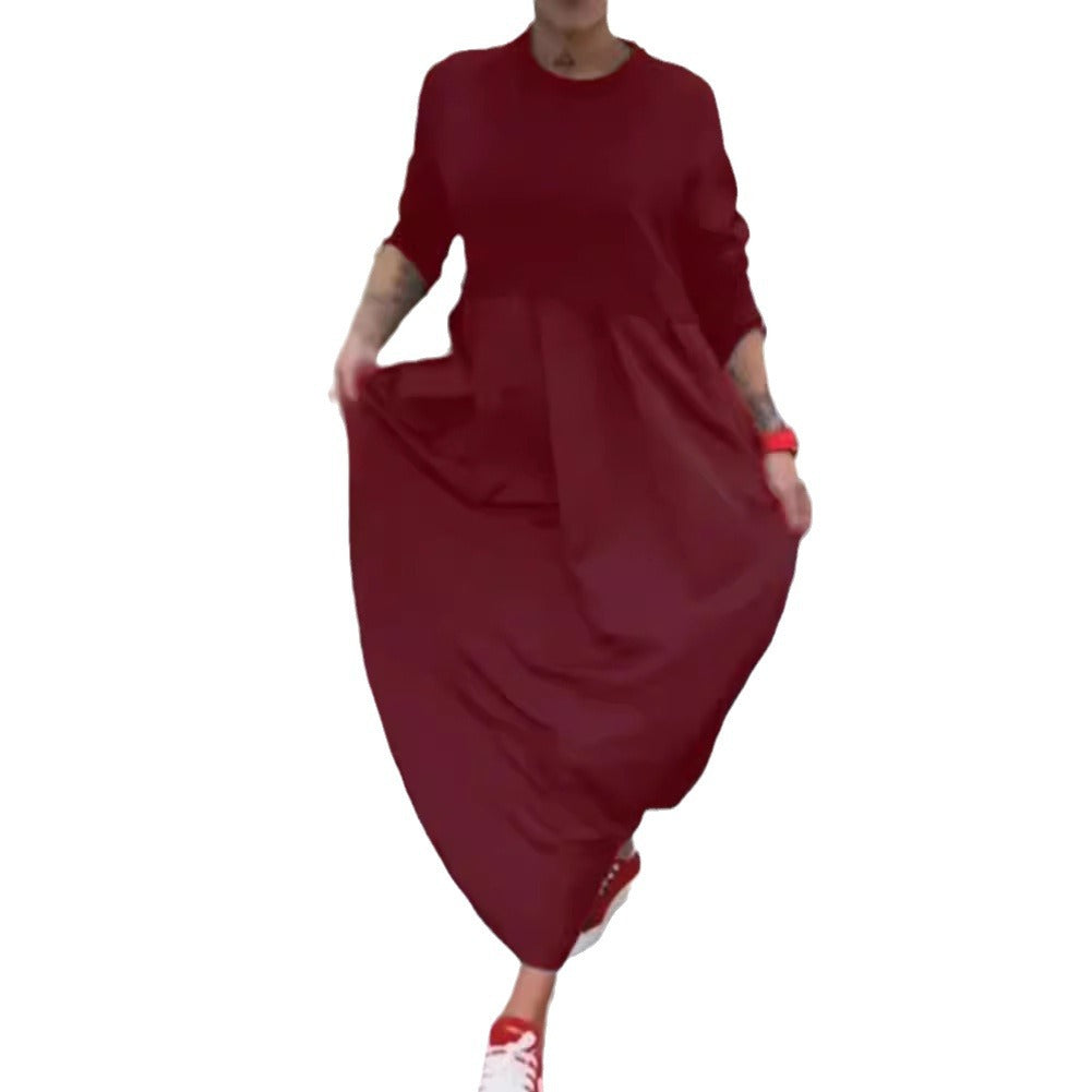 Damen Maxikleid mit lässigem Schnitt und praktischem Taillenregulierungsband Heidi-Mode