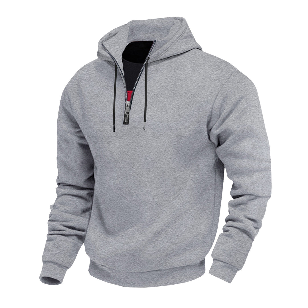 Herren Kapuzenpullover mit halbem Reißverschluss und kontrastierendem Innenfutter R&B