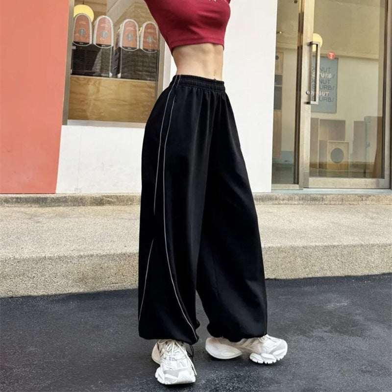 Damen lässige Sporthose mit seitlichem Streifen und praktischen Taschen R&B