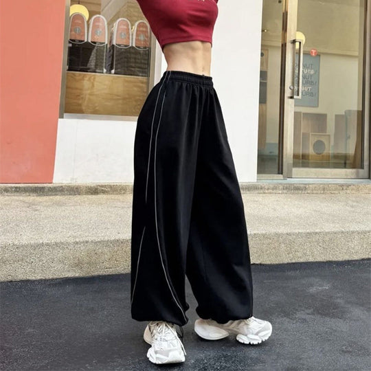 Damen lässige Sporthose mit seitlichem Streifen und praktischen Taschen R&B