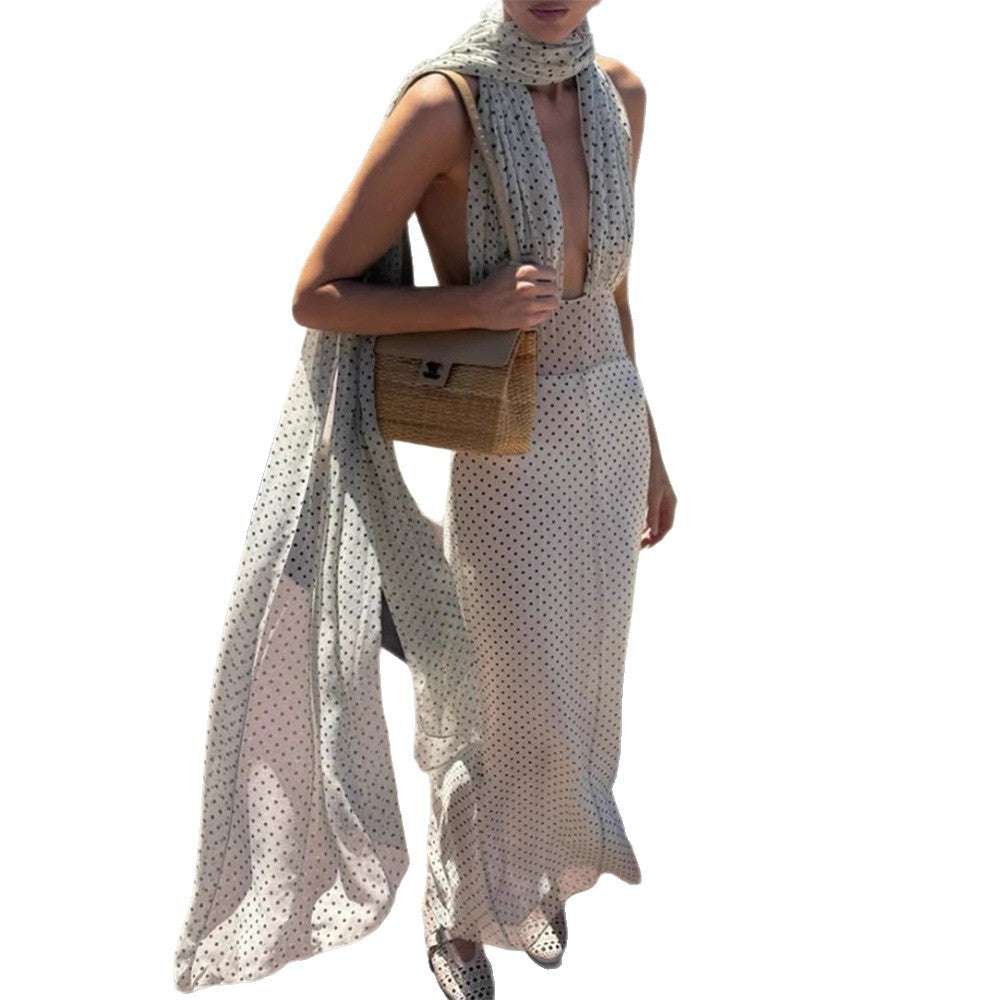 Damen Elegantes Maxikleid mit asymmetrischem Halsschmuck R&B