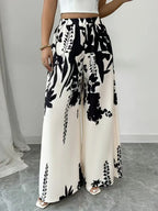 Damen weite Palazzo-Hose mit floralem Muster