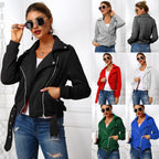 Damen edgy und stilvolle Bikerjacke mit Reißverschluss und praktischen Taschen