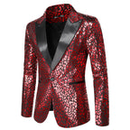 Herren eleganter Pailletten-Blazer mit modernem Leopardenmuster