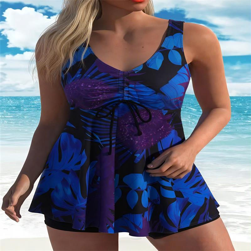 Damen Tankini-Top mit floralem Design und figurumspielendem Schnitt R&B