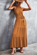Damen Maxikleid mit schickem Halterdesign und fließendem Rock R&B