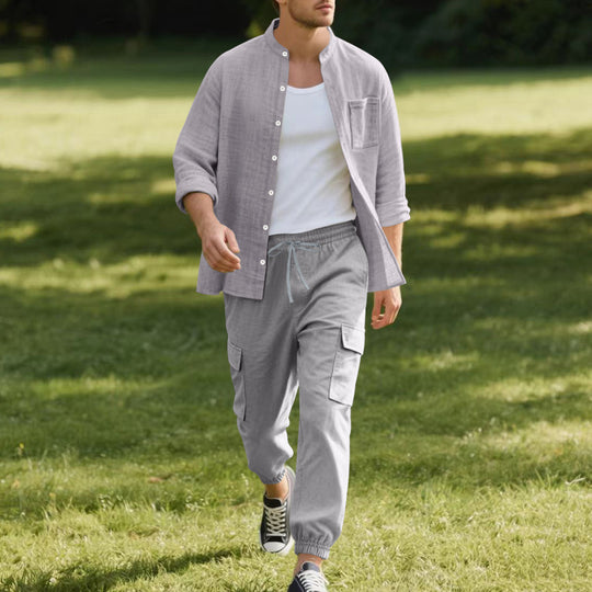Herren lässige Hemdjacke mit hochwertigem Baumwollmix und praktischen Taschen R&B