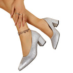 Damen Glitzernde Blockabsatz-Pumps R&B