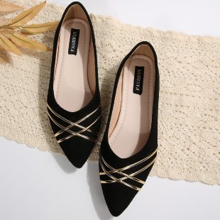 Damen elegante Ballerinas mit geschmackvollen Goldakzenten R&B