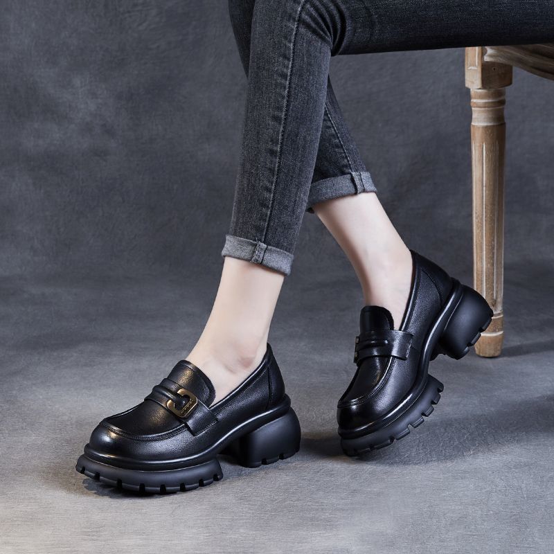 Damen Elegante und moderne Loafers mit robustem Plateau-Heel
