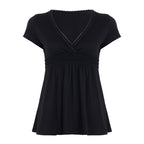 Damen Lockeres Sommerkleid mit V-Ausschnitt und Spitzenverzierungen R&B