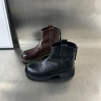 Damen Modische Leder-Stiefeletten mit robustem Plateau und feinem Zipper R&B
