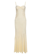 Damen Figurbetontes Maxikleid mit Spaghettiträgern und elegantem Drapierungsdesign R&B