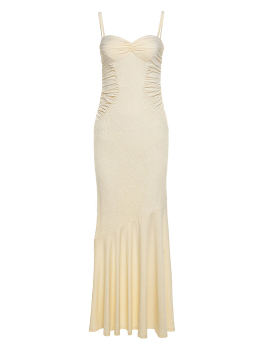 Damen Figurbetontes Maxikleid mit Spaghettiträgern und elegantem Drapierungsdesign R&B