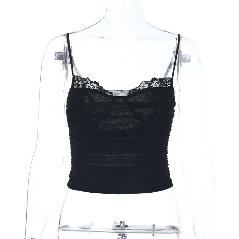 Damen Spaghetti-Träger Top mit Spitzenbesatz und figurformendem Schnitt R&B