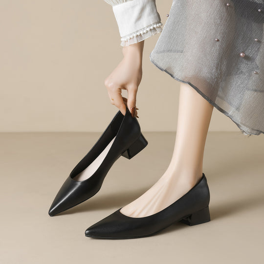 Damen elegante Pumps mit spitzem Zehenbereich und komfortablem Blockabsatz R&B