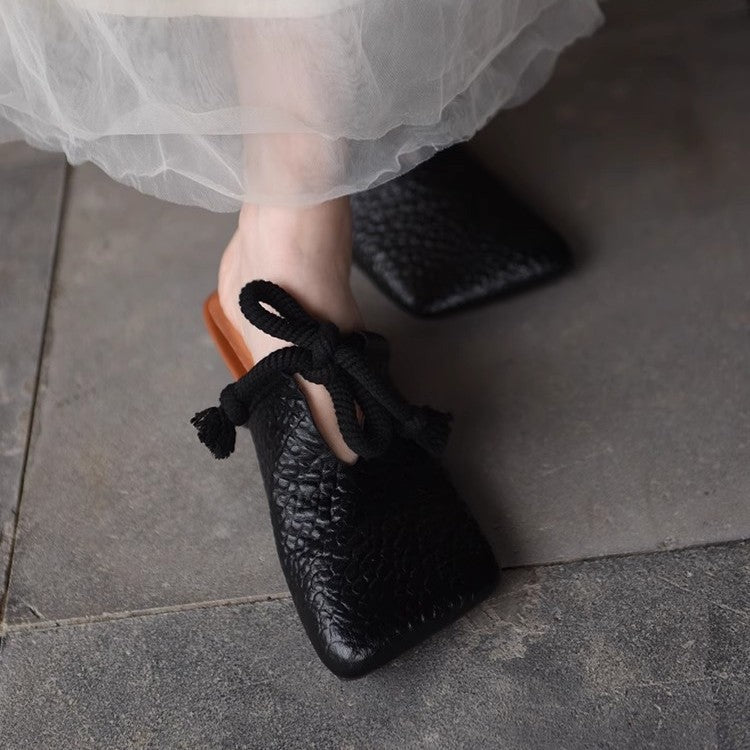 Damen modische Mules mit dekorativem Schnürdesign R&B
