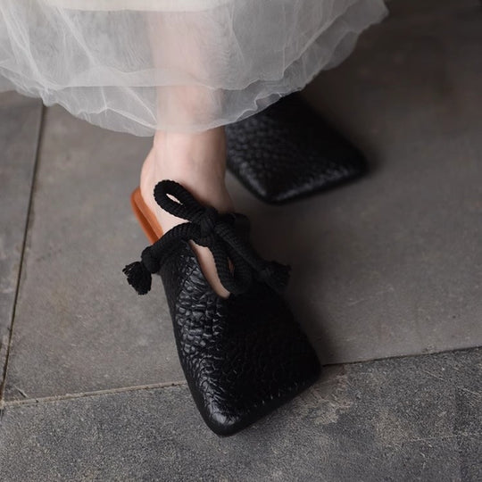 Damen modische Mules mit dekorativem Schnürdesign R&B