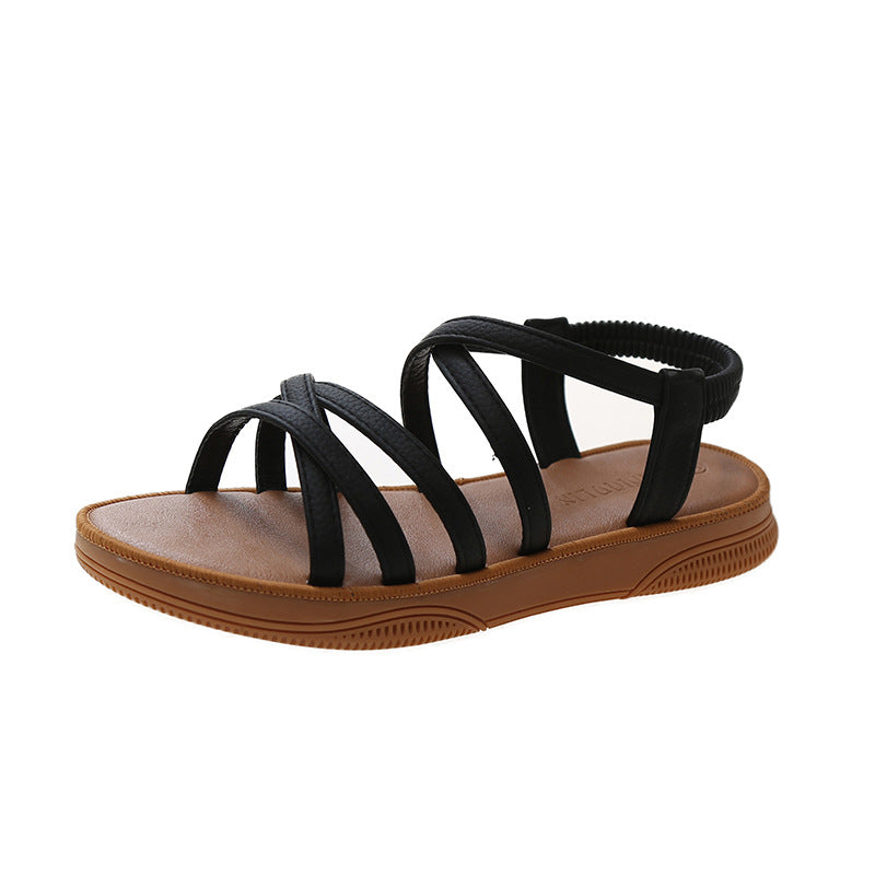 Damen bequeme Riemensandalen mit elastischem Fersenriemen R&B