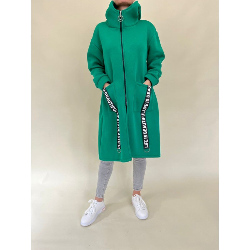 R&B | Taschen Design Hoher Kragen Lange Kapuzen Sweatshirtjacke