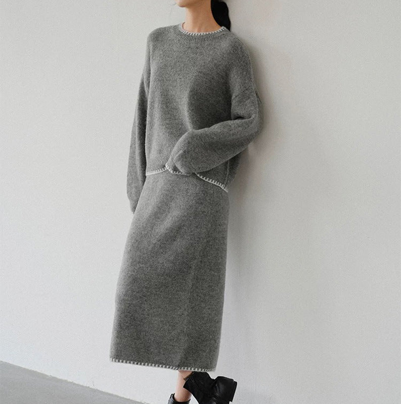 Damen weiches Strickoutfit mit feinen Details und lässigem Schnitt