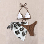Damen Triangel-Bikini mit gefüttertem Oberteil und elegantem Wickeltuch