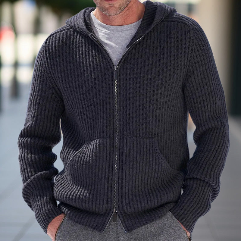 Herren Strickjacke mit strukturierter Oberfläche und praktischen Taschen R&B
