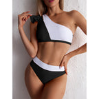 Damen Hochgeschnittener One-Shoulder Bikini mit verspieltem Schleifendetail R&B