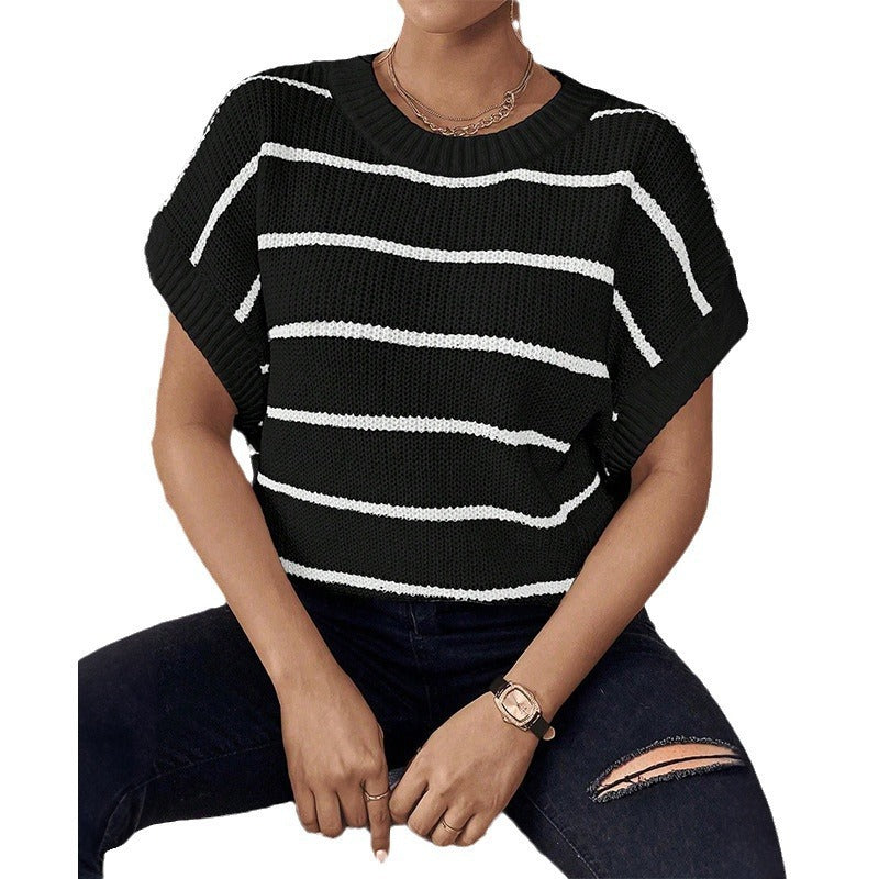Damen Oversized Strickoberteil mit Streifenmuster R&B