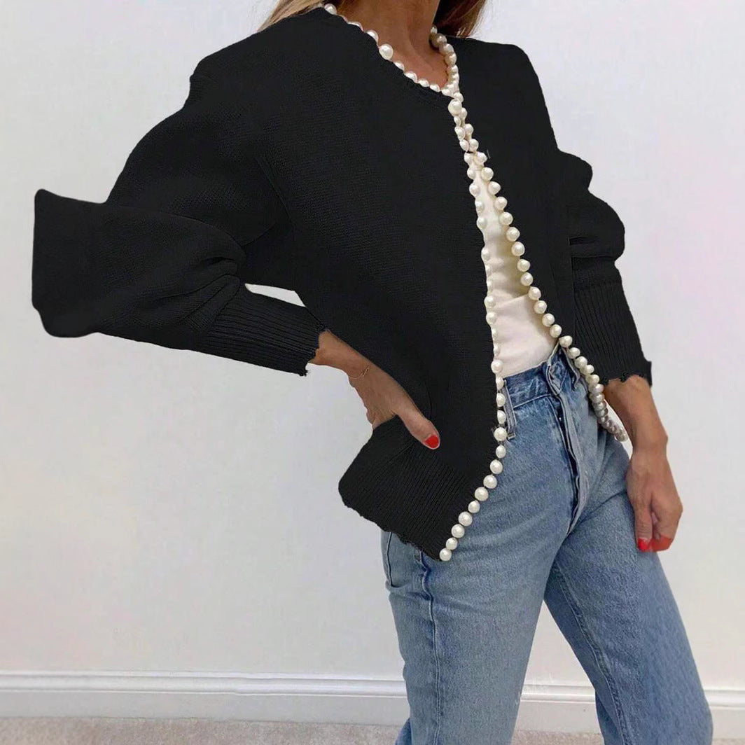 Damen Strickjacke mit Perlenbesatz R&B