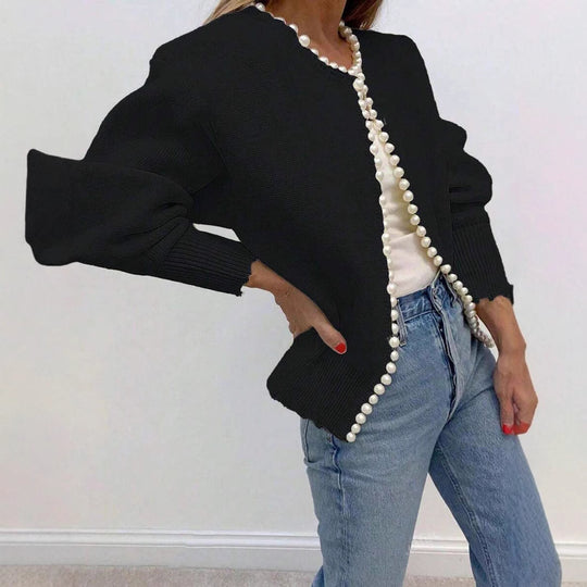 Damen Strickjacke mit Perlenbesatz R&B